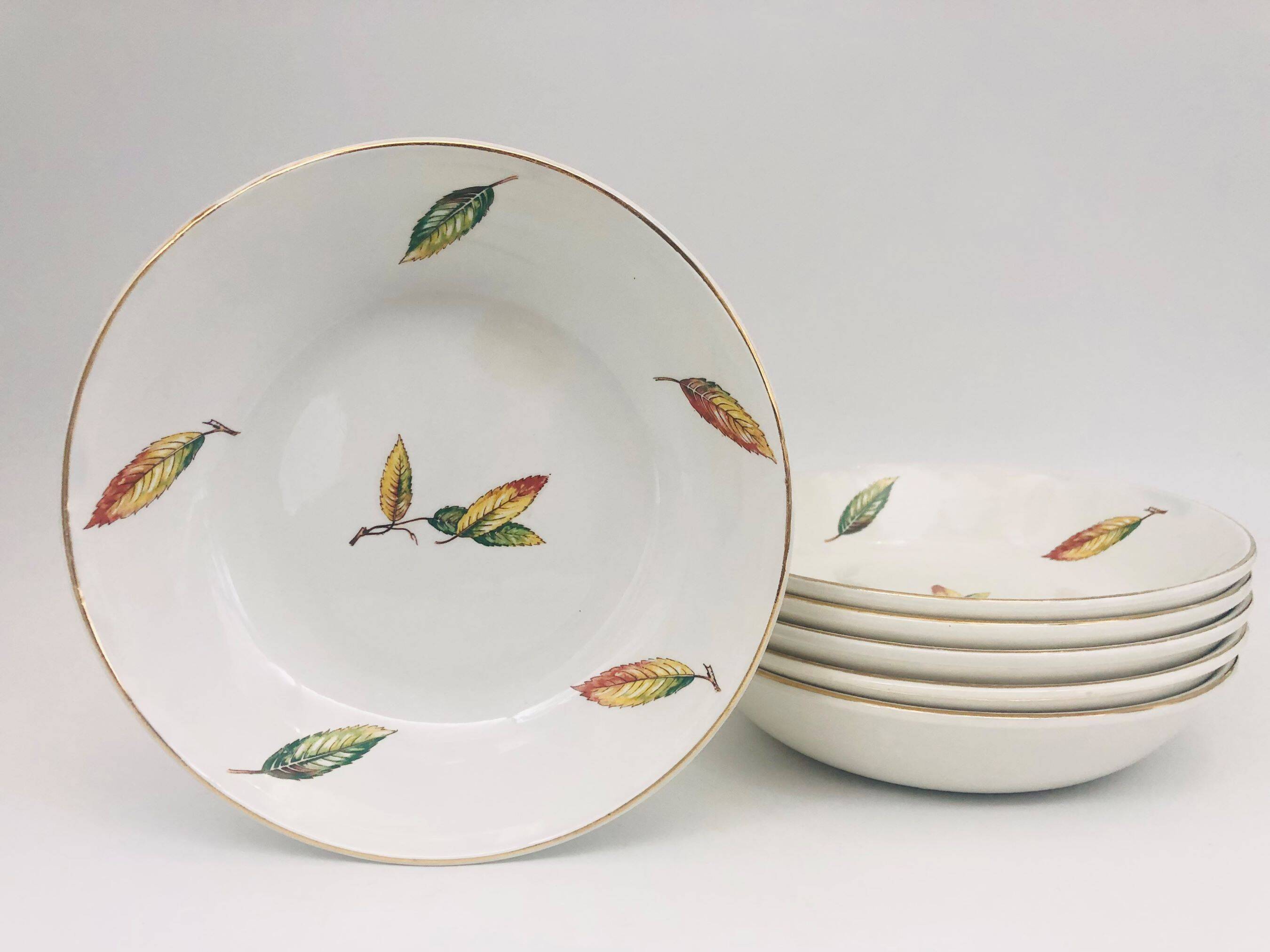 Set of 6 soup plates, bowl style “Digoin Sarreguemines / La Fontaine model”