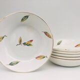 Set of 6 soup plates, bowl style “Digoin Sarreguemines / La Fontaine model”