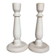 Pair of painted wooden candlesticks
