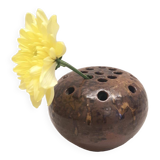Brown ceramic flower spike vase from the 1950s