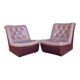 Set of mid-century modern brown leather and fabric chairs, 1960s