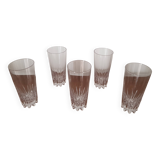 Set of 5 crystal orangeade glasses