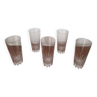 Set of 5 crystal orangeade glasses