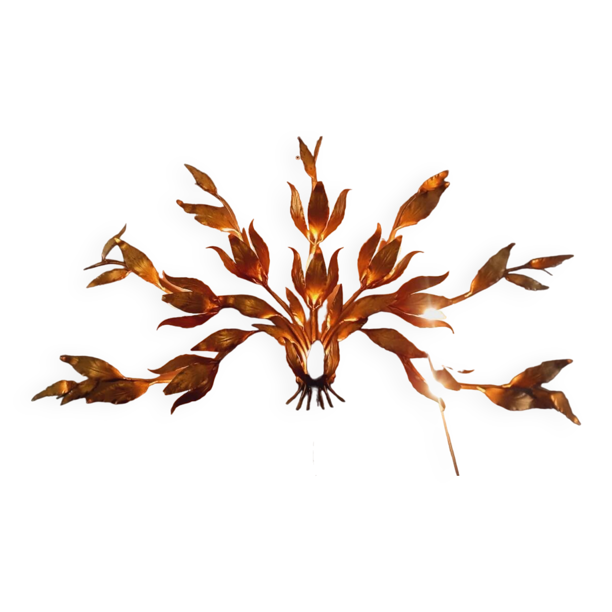 Monumental Vintage Wall Lamp with Golden Leaf Decor by Hans Kögl, 1960s
