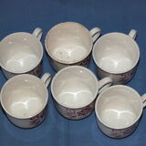 6 vintage cups Sarreguemines - stencil decoration