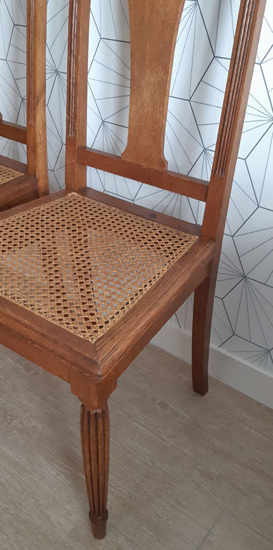 Set of 2 vintage art deco cans chairs.