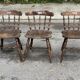3 18th century western chairs in curved solid wood