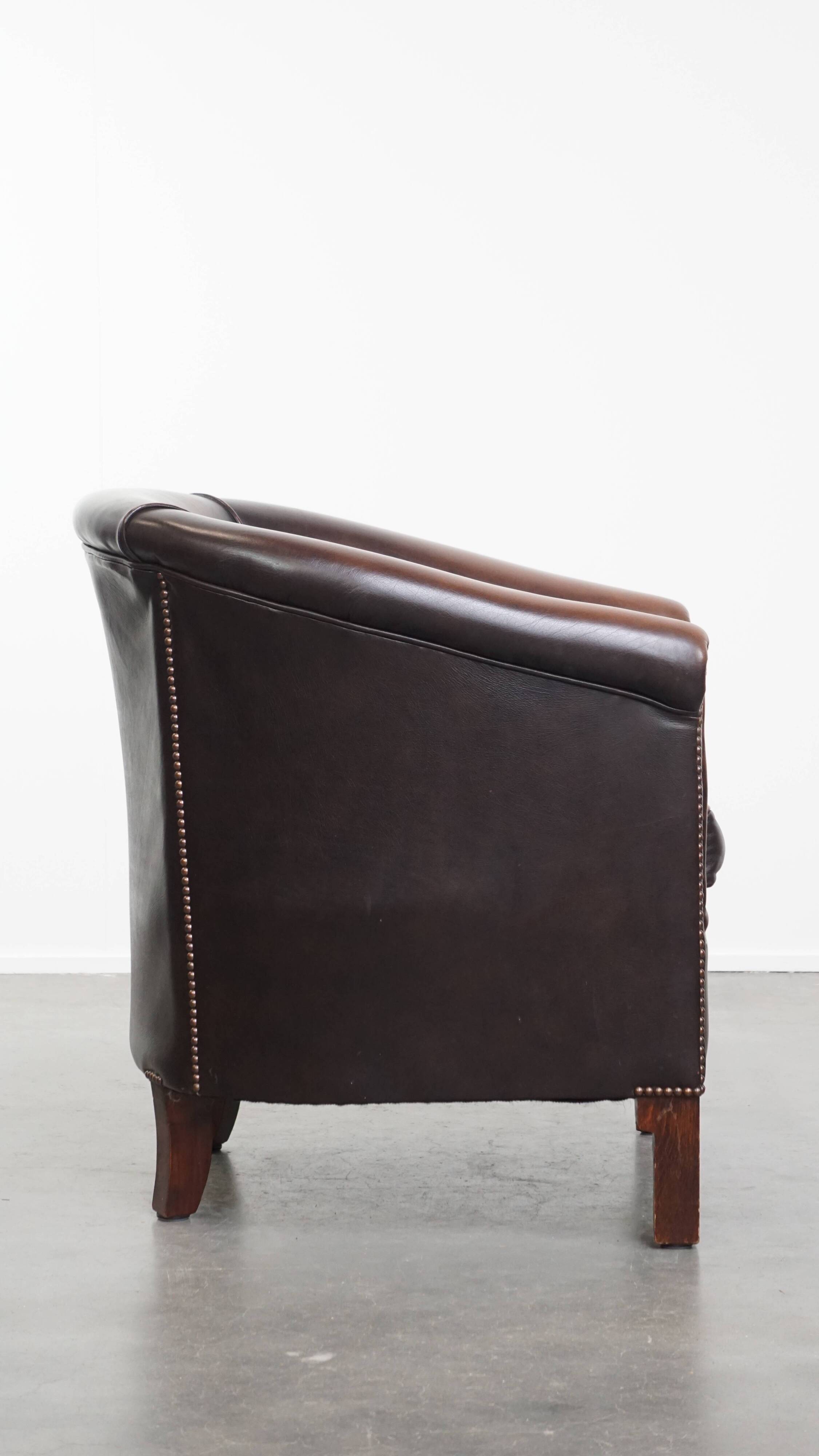 Cowhide Leather Club Armchair in English Style