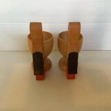 Pair of wooden stork egg cups