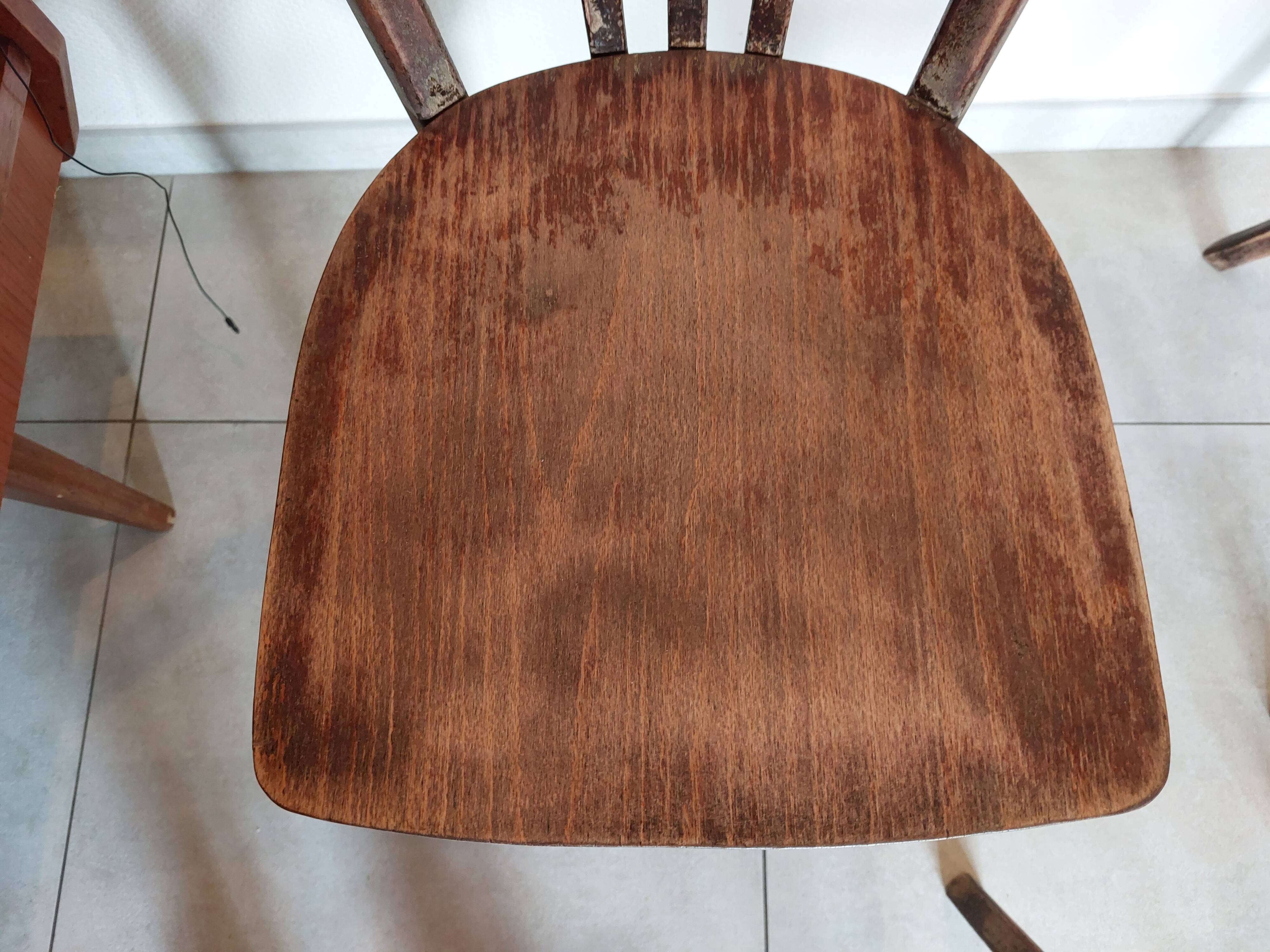 4 dark Luterma bistro chairs, sanded. Painting possible.