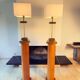 Pair of Monumental Floor Lamps in Plexiglass and Bronze, Italy, 1970s