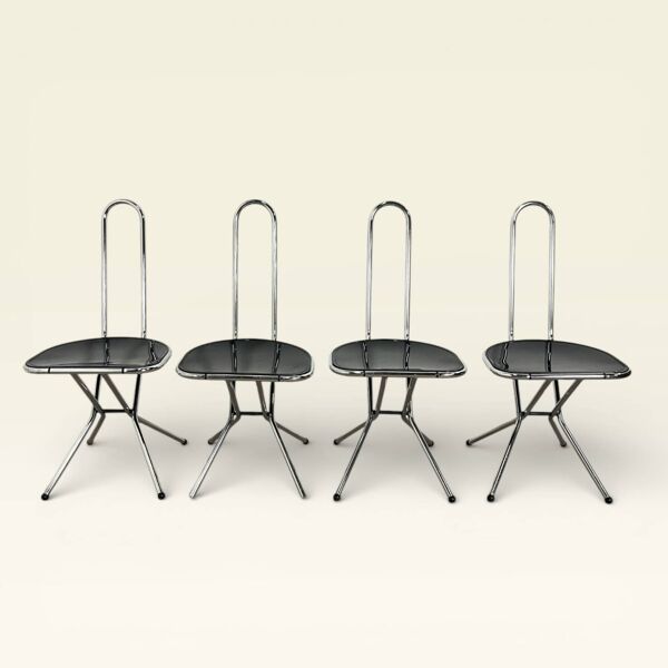 Ensemble de 4 chaises pliantes post-modernes, Niels Gammelgaard, Ikea , 198