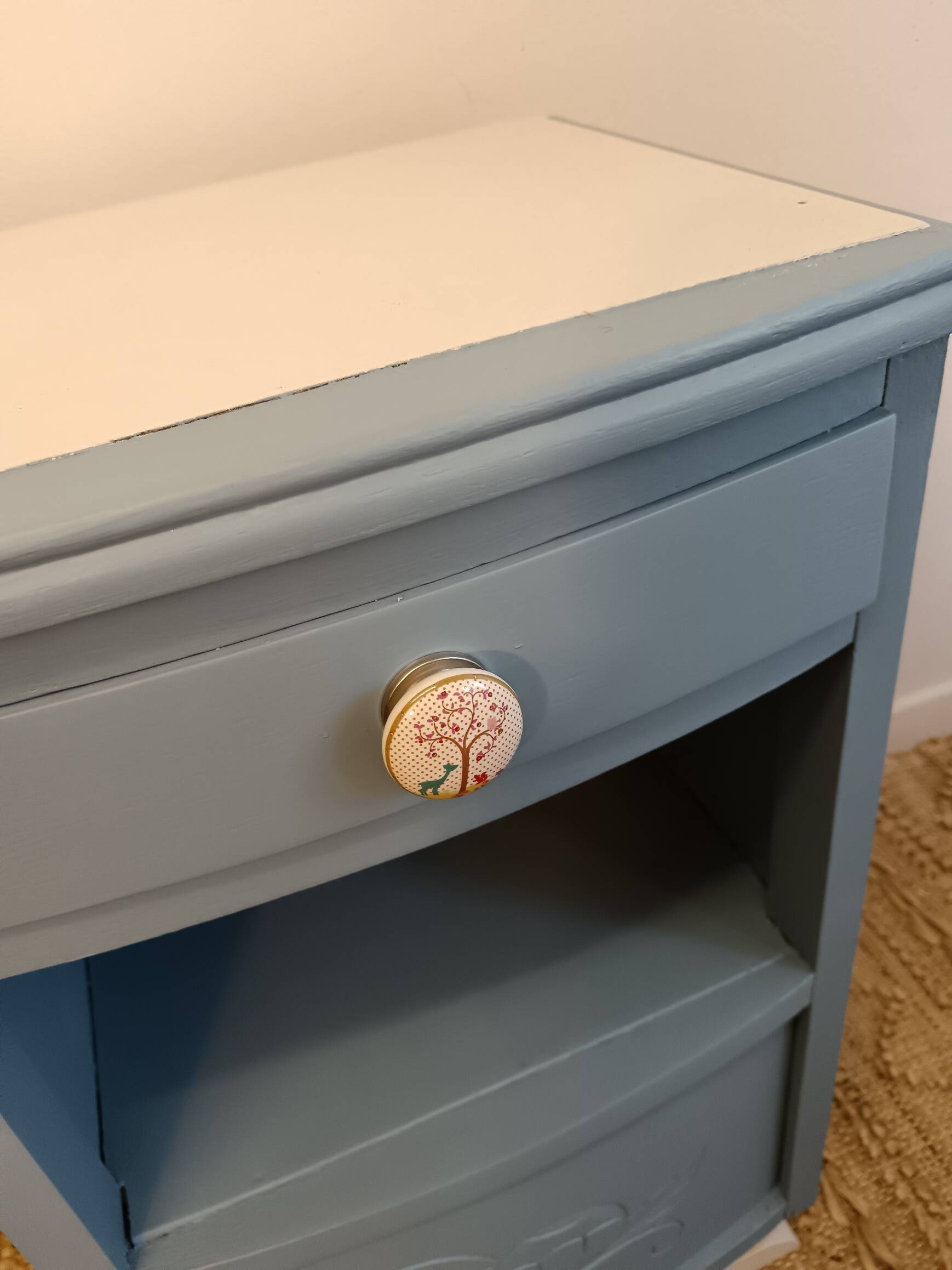 Vintage blue children's bedside table