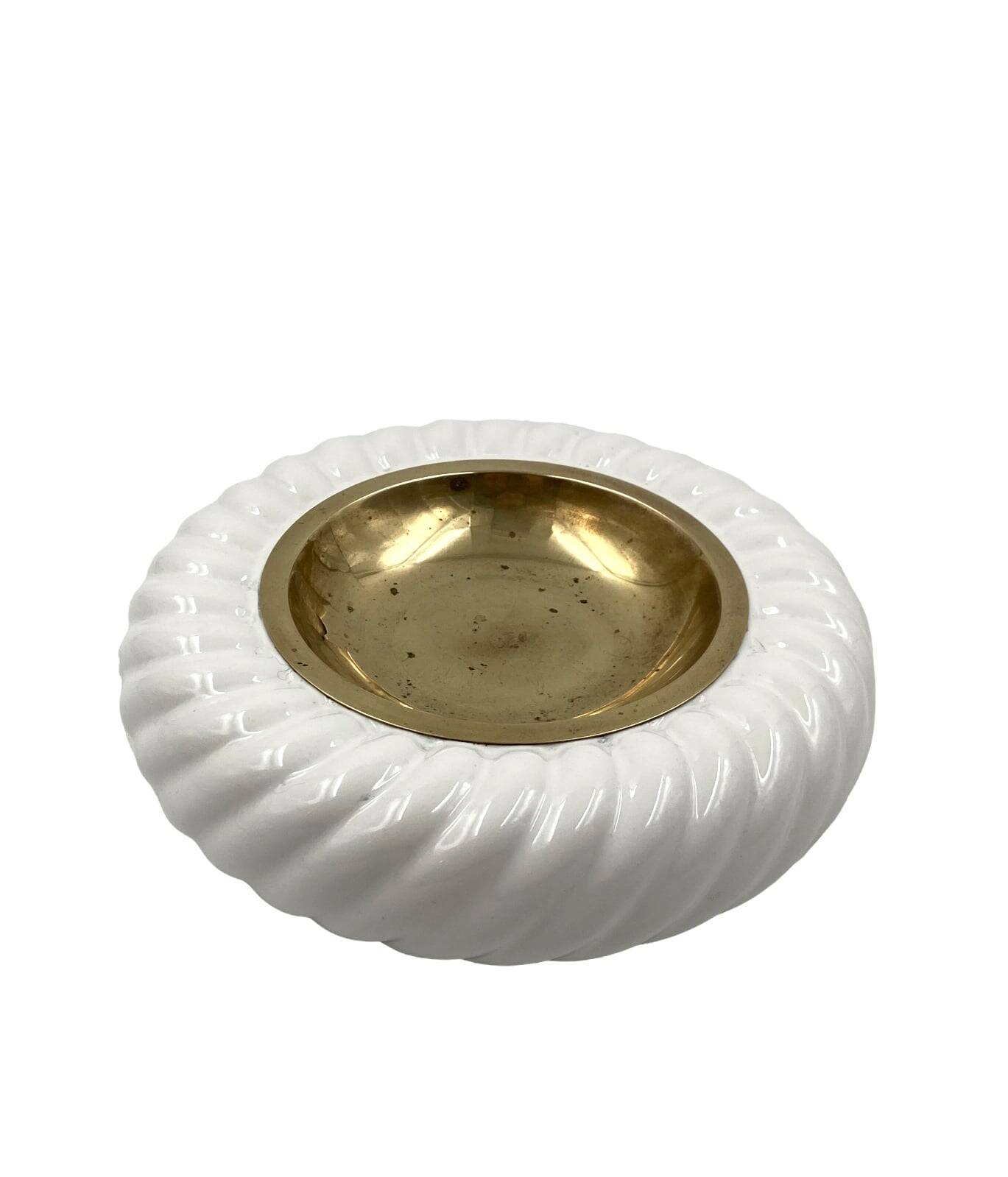 Tommaso Barbi, Smoking set white ashtray and table lighter, B Ceramiche, ca. 1970