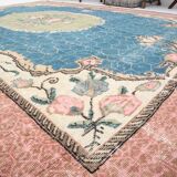 Tapis turc vintage fait main bleu et vert 7x10, 211x320 cm SK4996