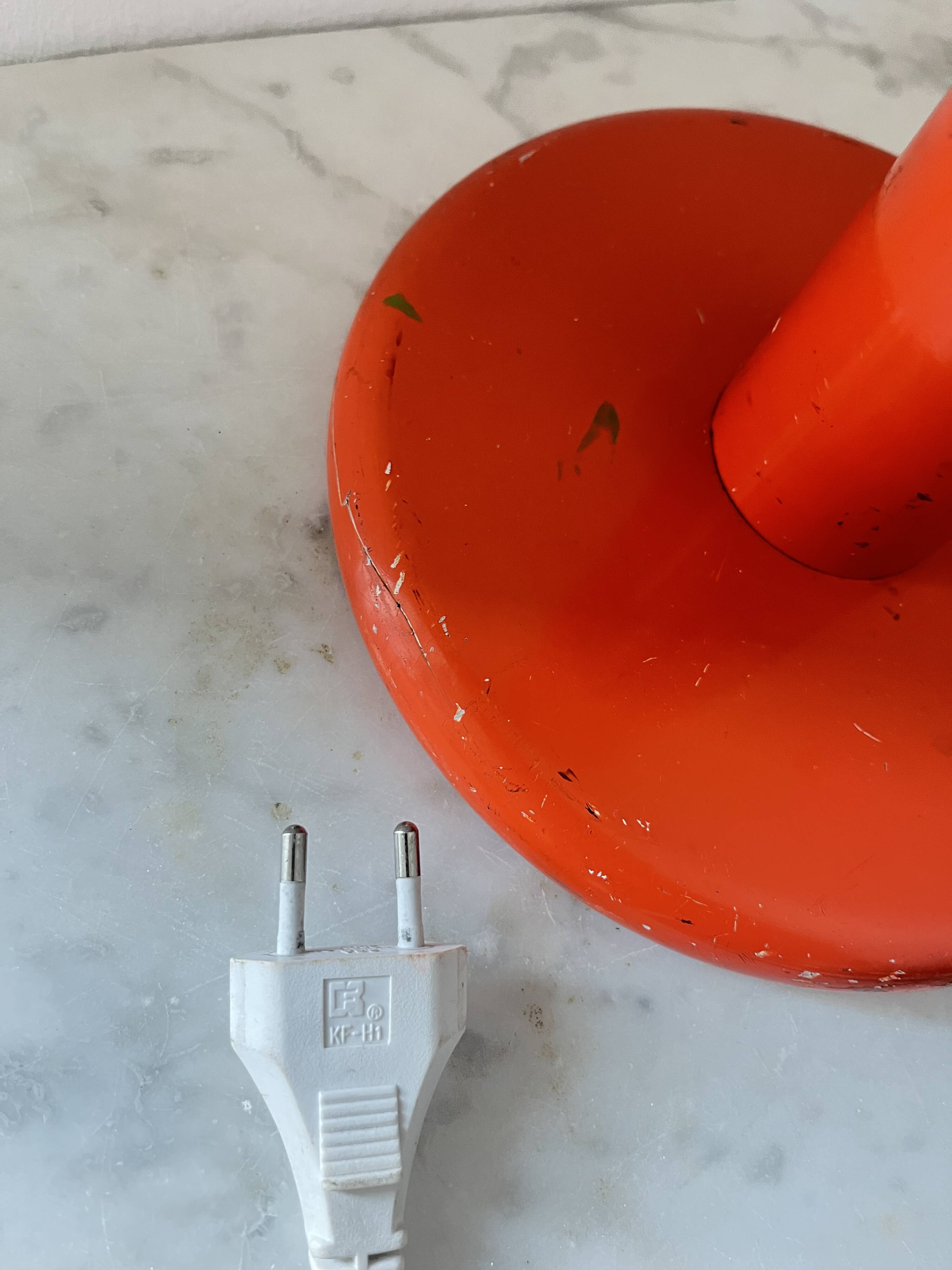 Vintage Space Age Orange Metal Table Lamp Adjustable Gooseneck, 1970s