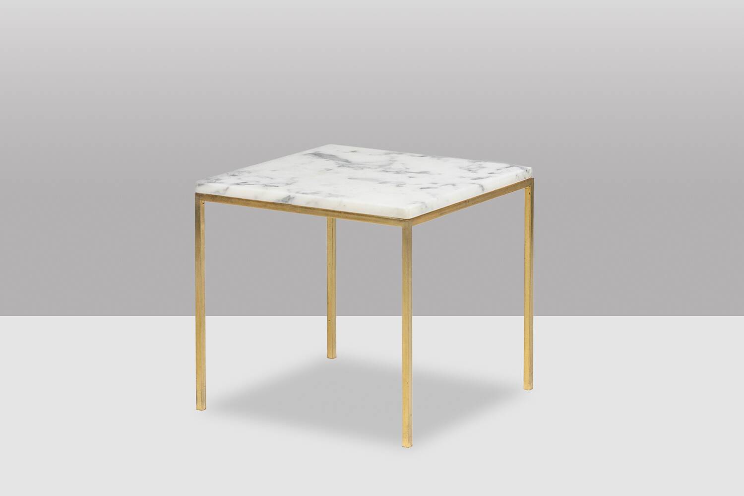 Pair of marble and gilt bronze end tables. 1970s.