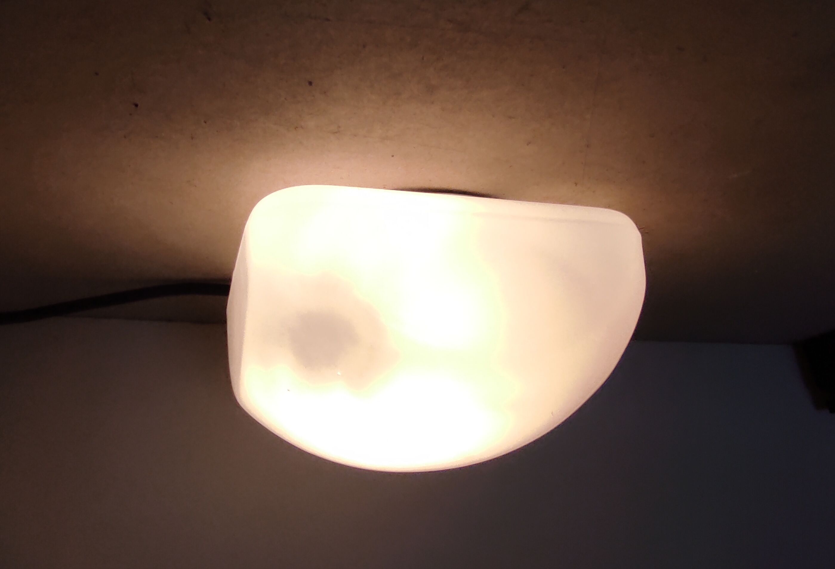 Old ceiling lamp or wall lamp vintage square with white opaline globe 60s