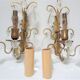 Pair of wall lamps patinated gilded bronze and early twentieth century glass grapevines