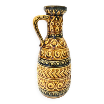 Ceramic vase West Germany ochre and brown – 1970s