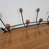 Vintage wall coat rack - Varnished wooden coat rack