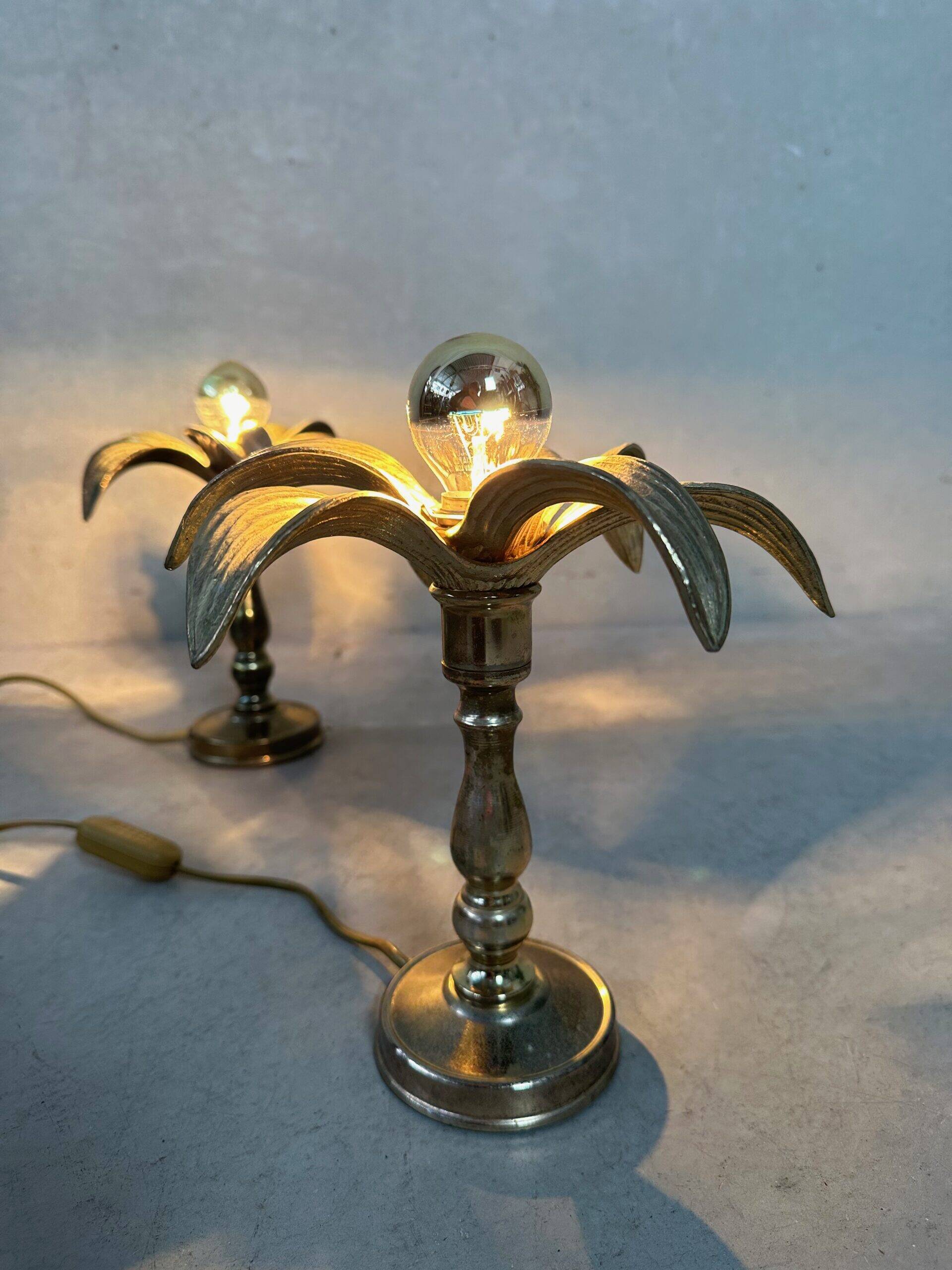 Lampe de table vintage en palmier – Willy Daro pour Massive – années 1970
