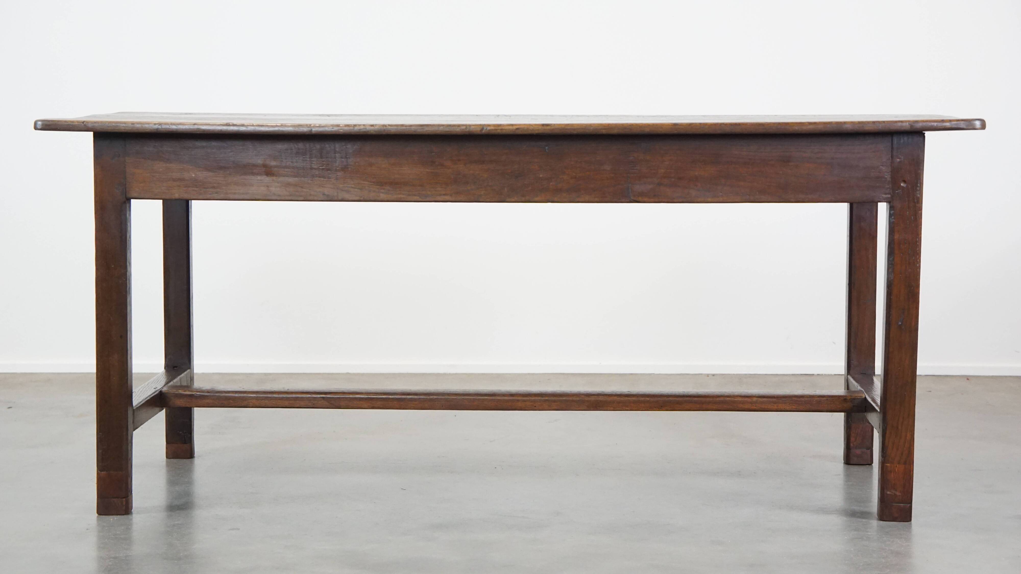 Early 19th-Century French Oak Dining Table with One Drawer