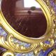 Baroque oval mirror pivoting on foot Golden brass 20x15cm