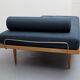 1960s daybed in beechwood, darkblue polstery
