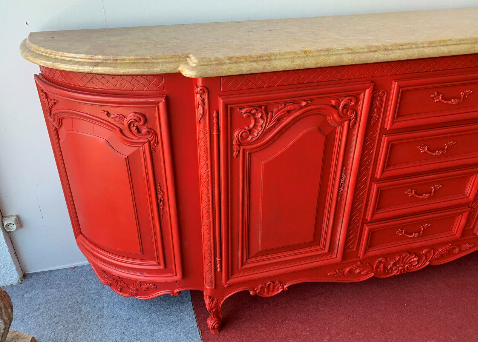 half-moon hunting furniture Louis XV Rocaille in lacquered wood