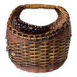 Flowery woven wicker basket