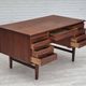 1960s, Danish double-sided, free standing desk, original condition, teak wood, drawers, sliding door