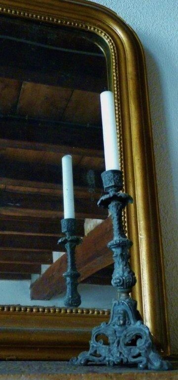 Grey cherub church torch candlestick