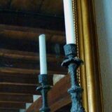 Grey cherub church torch candlestick