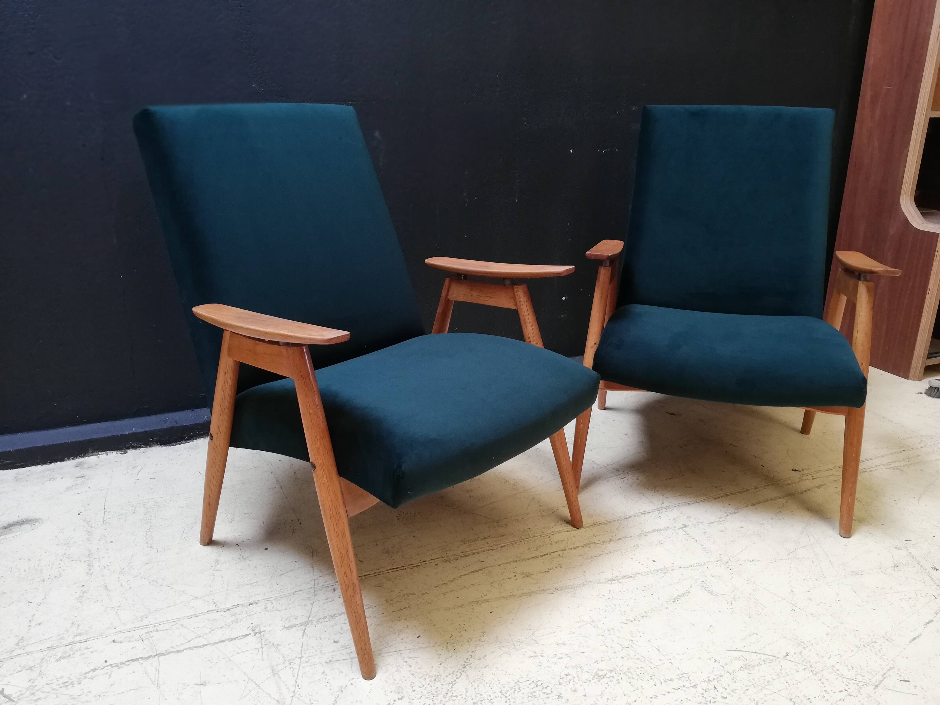 Pair of vintage Czech armchairs (Jiroutek), art deco style, 1960