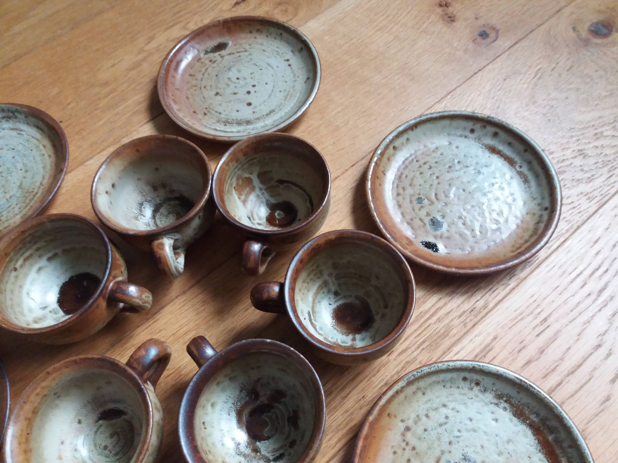 Coffee service with cups and saucers in Puisaye stoneware by Jean-Pierre Prud'homme