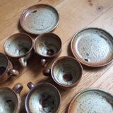 Coffee service with cups and saucers in Puisaye stoneware by Jean-Pierre Prud'homme