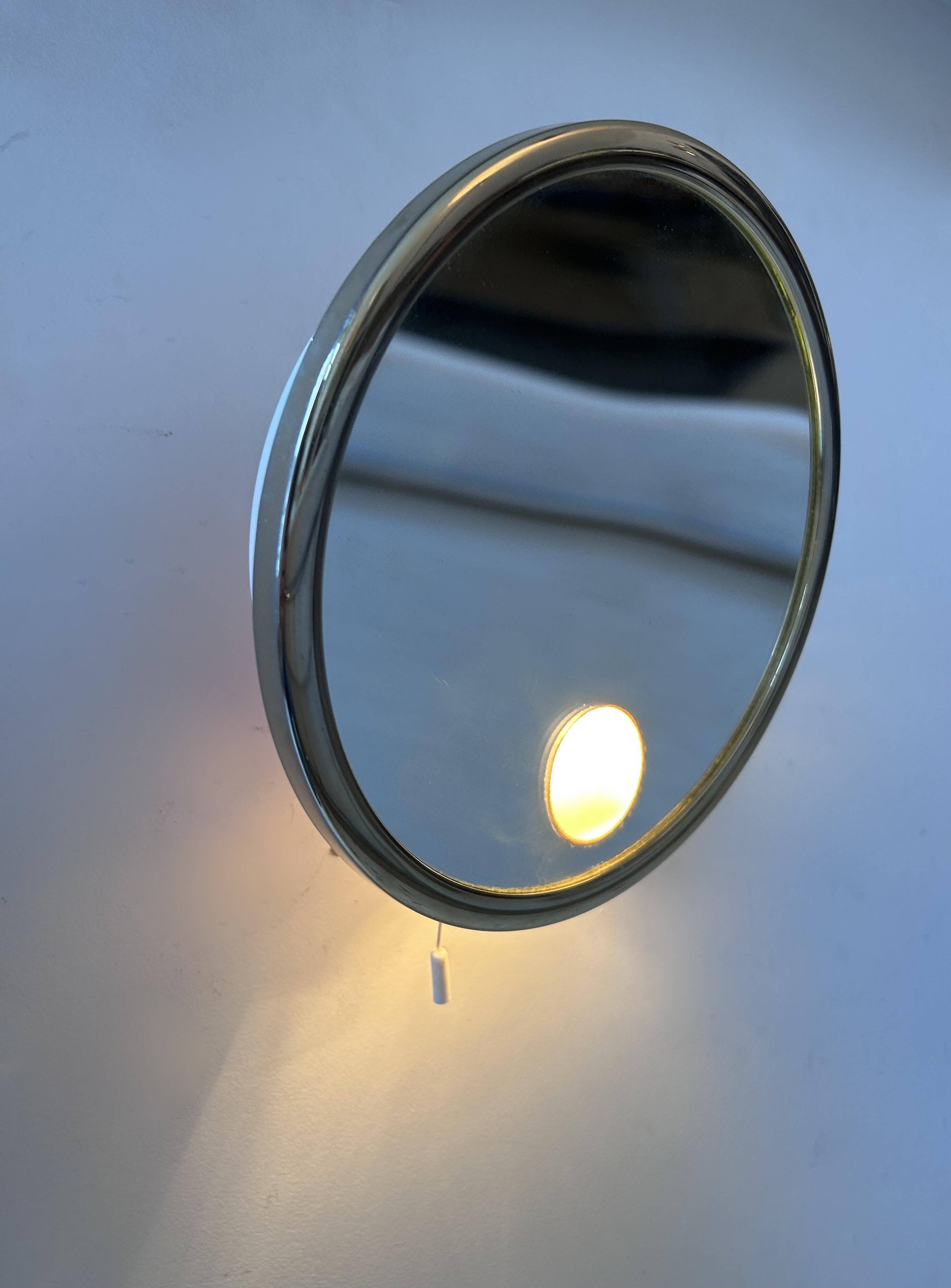 Vintage Brot adjustable golden mirror, magnifying and illuminating, France 1970