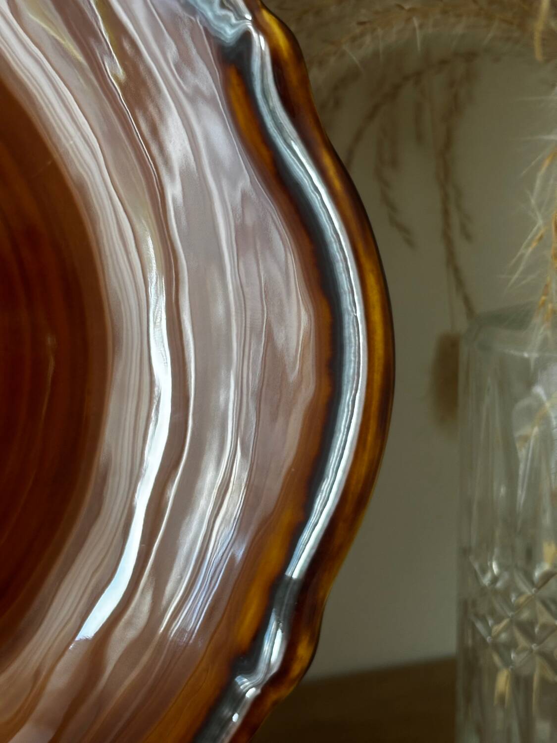 Vintage large serving plate brown honey Luneville