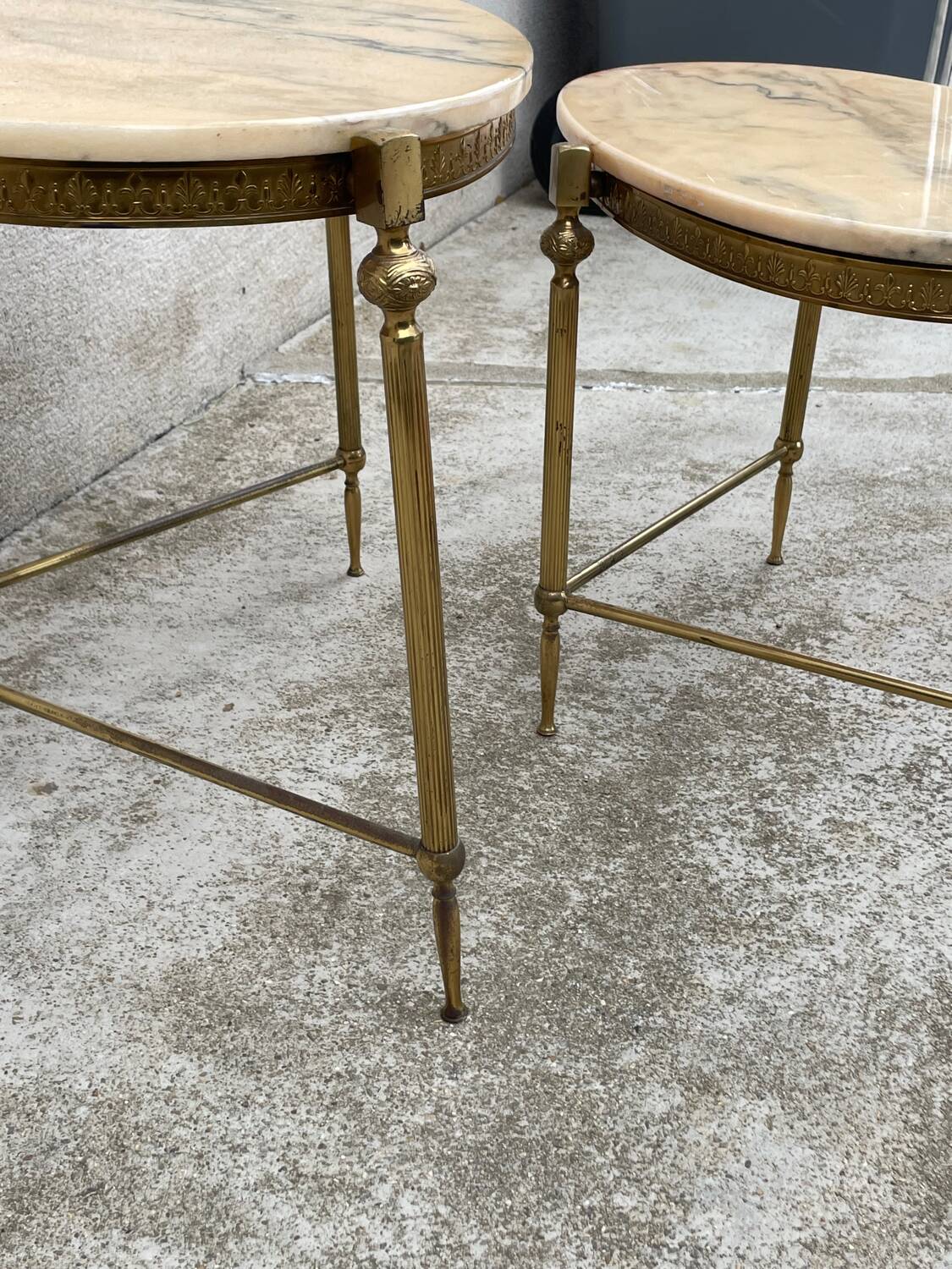 Vintage bronze, brass and onyx nesting table