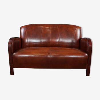 New art deco leather 2-seater sofa