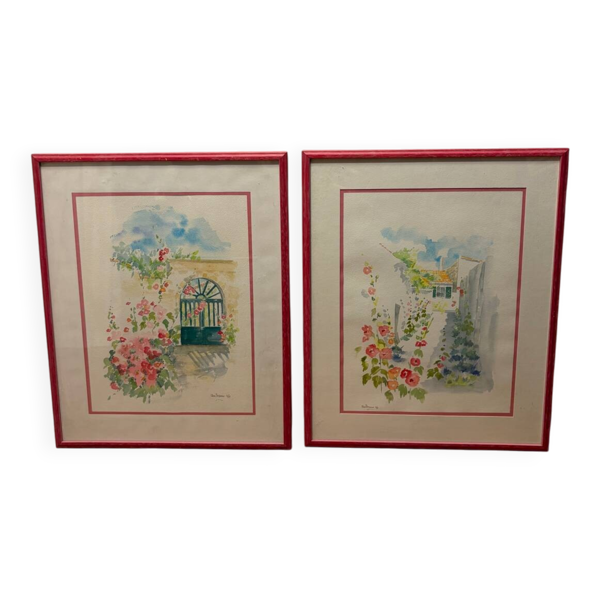 Deux aquarelles encadrées