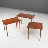 Set of 3 teak wood scandinavian nesting tables, Denmark, 1960s