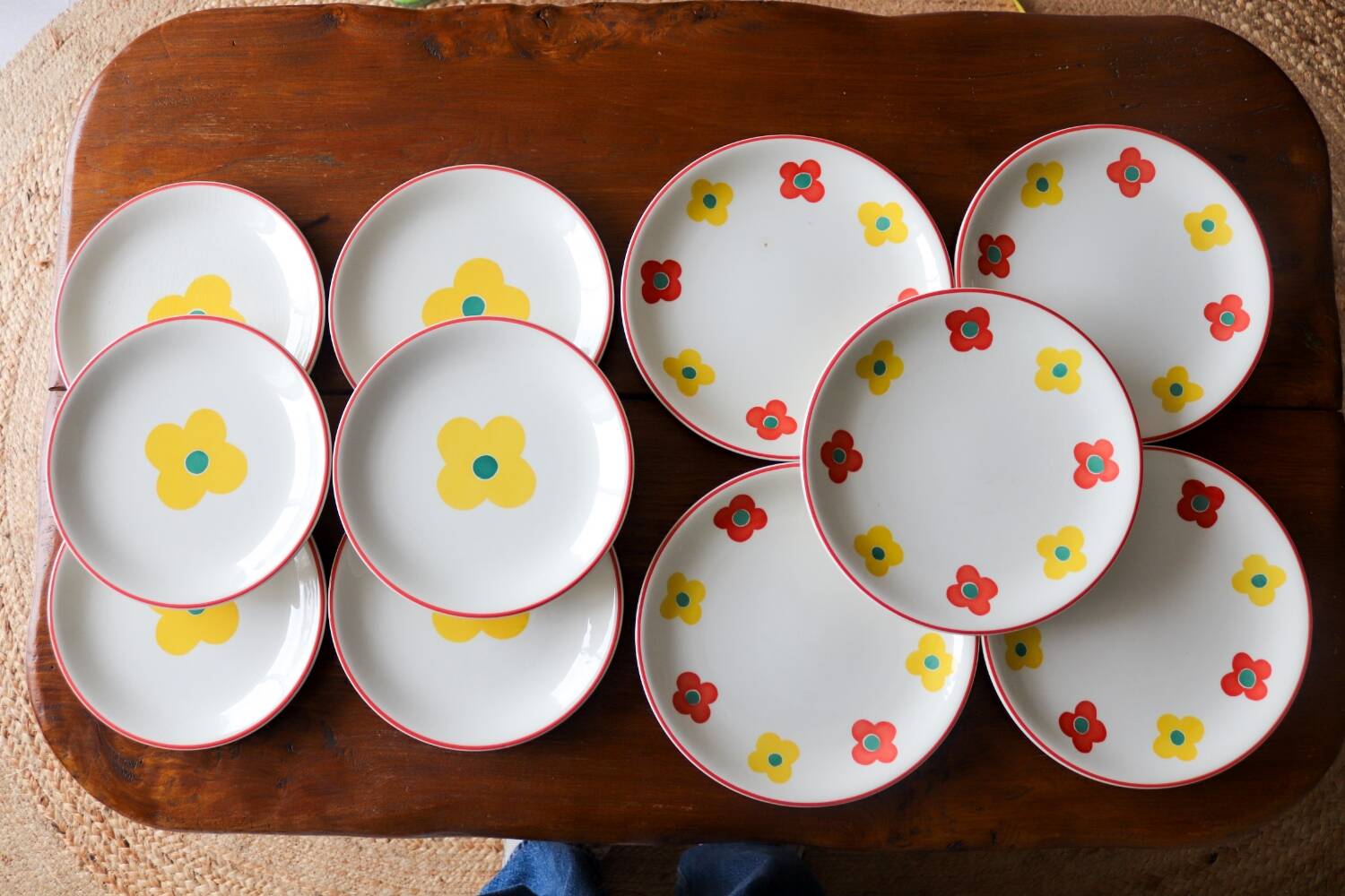 11 Yellow flower habitat plate with orange border BY PAGNOSSIN ITALY