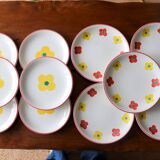 11 Yellow flower habitat plate with orange border BY PAGNOSSIN ITALY