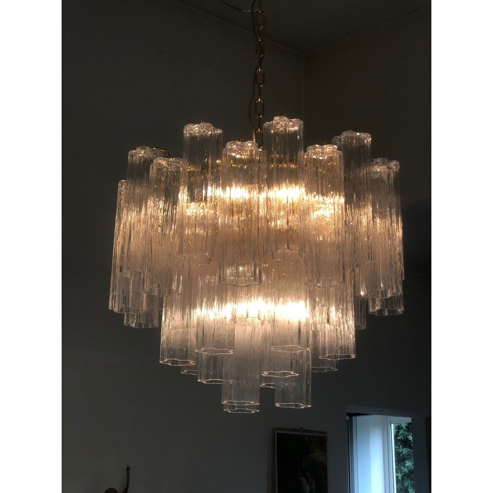 Clear “tronchi” murano glass chandelier d60