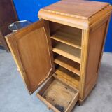Art Deco serving trolley, cupboard on wheels in light wood.