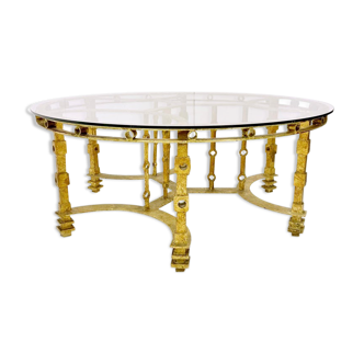 Mid Century Iron & Gold Leaf Coffee Table