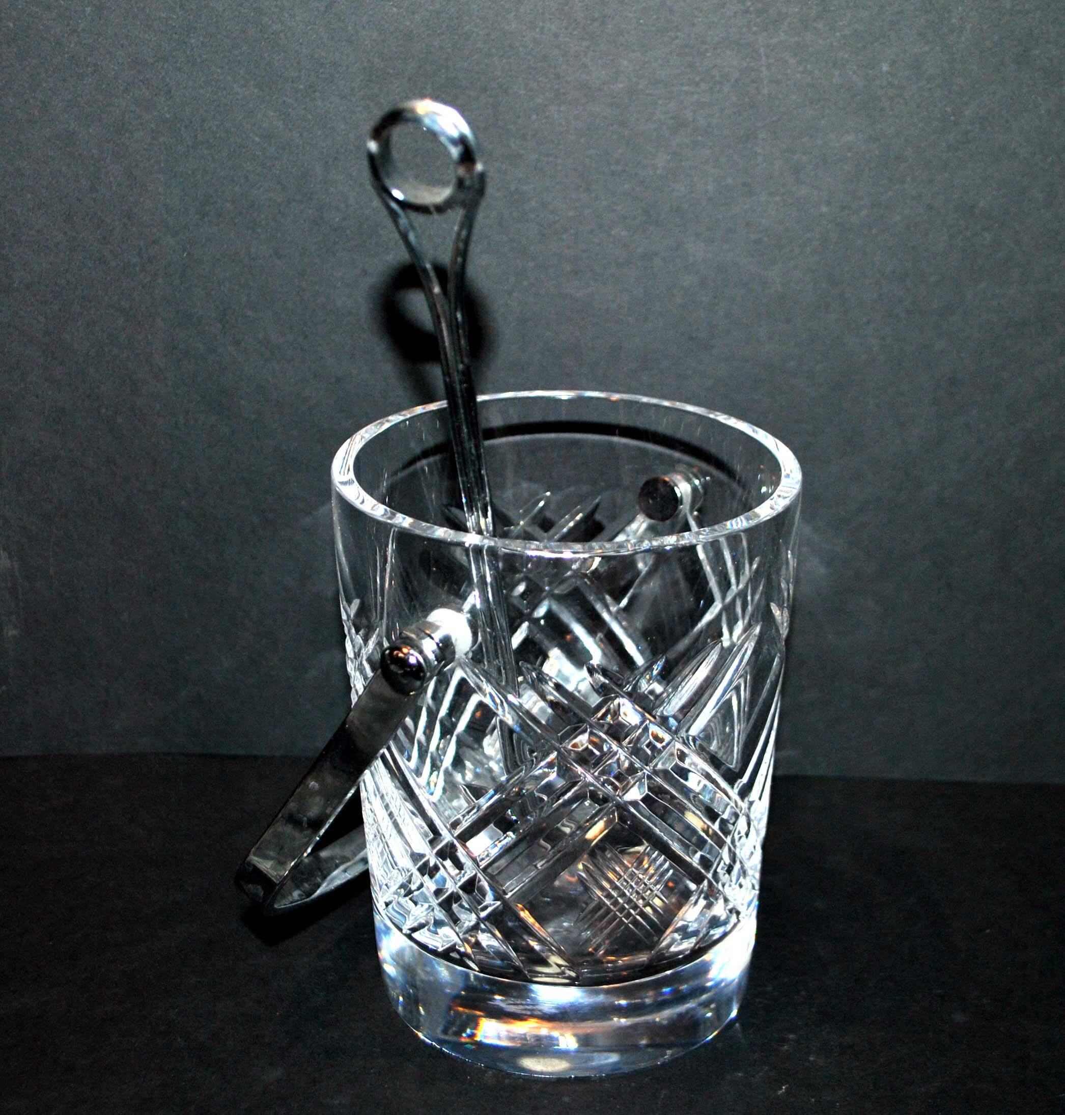 Vintage Crystal Ice Bucket - Ice Cube Pot and Spoon Signed Sèvres