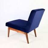Dark blue velvet lounge chair, 1970s